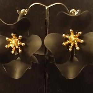 Black Floral Hoops